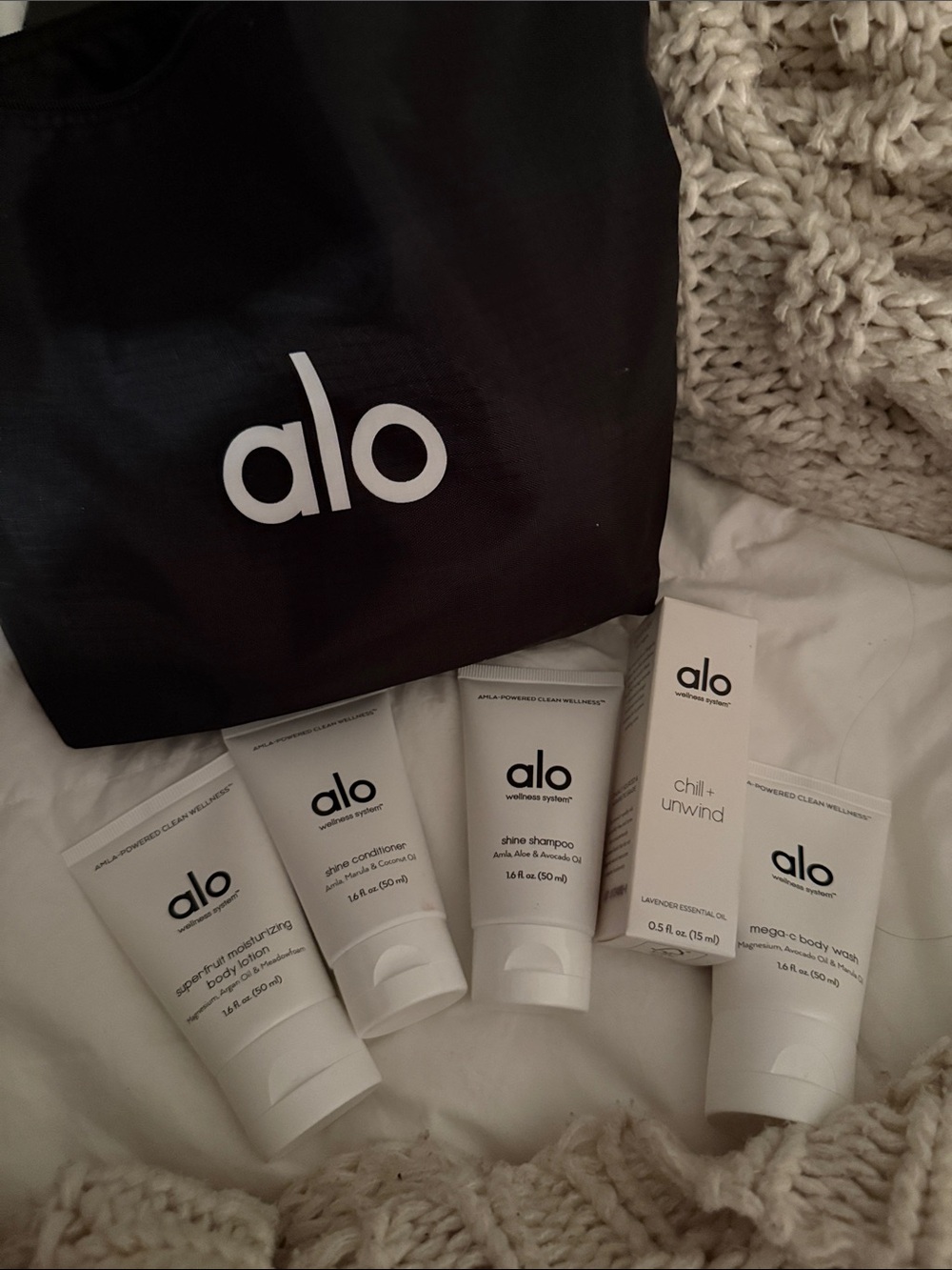 ALO Yoga Black and White Wellness Travel Set